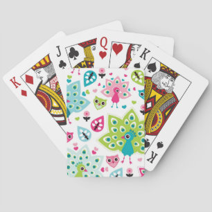 peacock bird and owl playing cards