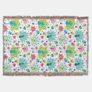 peacock bird and owl throw blanket