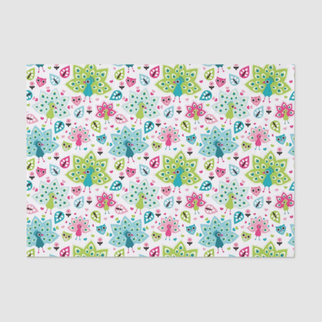 peacock bird and owl tissue paper (Front)