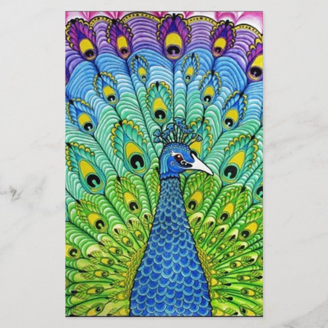 Peacock bird animation stationery (Front)