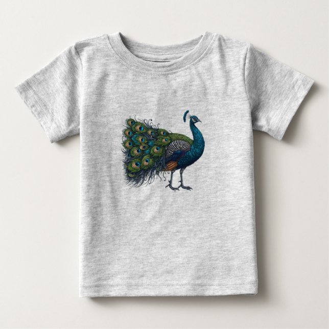 Peacock bird Baby Fine Jersey T-Shirt (Front)