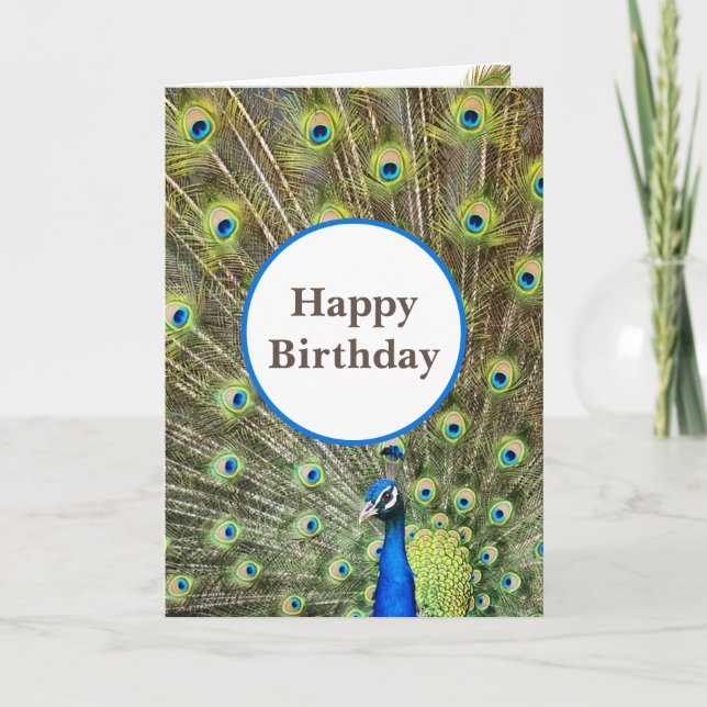 Peacock Bird Birthday Greeting Note Card (Front)