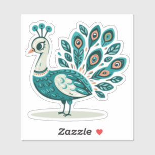 Peacock bird Custom-Cut Vinyl Sticker