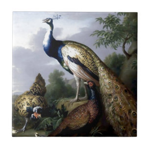 Peacock Bird Family Painting Ceramic Tile