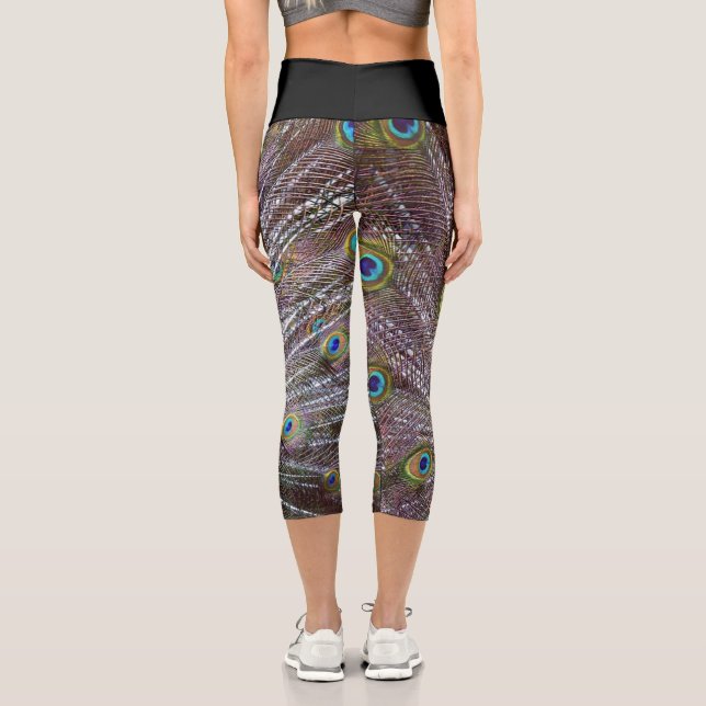 Peacock bird feathers capri leggings (Back)