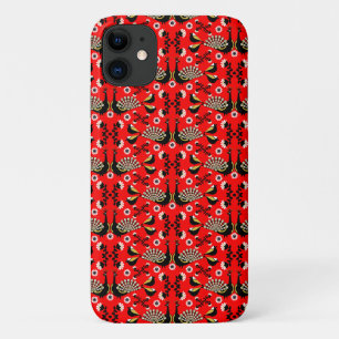 Peacock Bird Folk Art. iPhone 11 Case