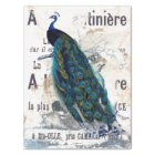 Peacock Bird French Typography Ad Blue Decoupage  