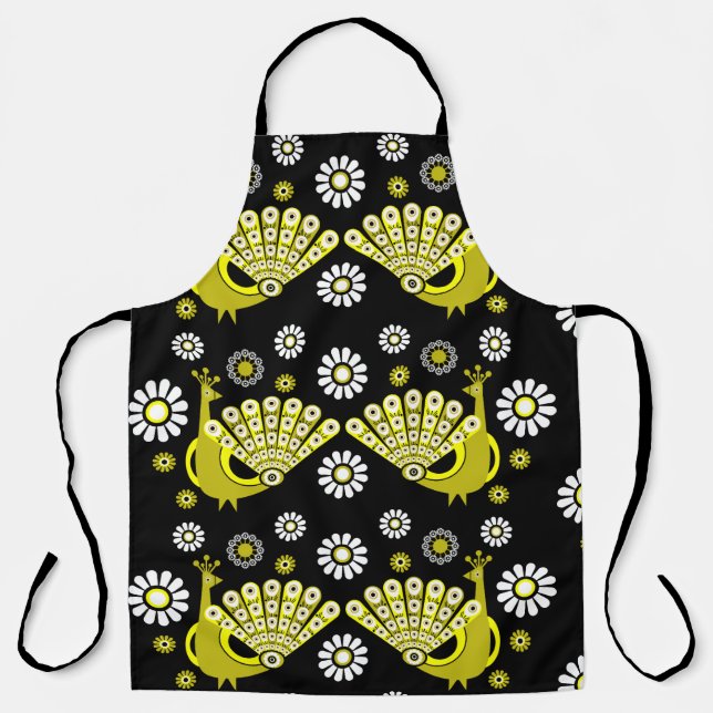 Peacock Bird Graphic Art Apron (Front)