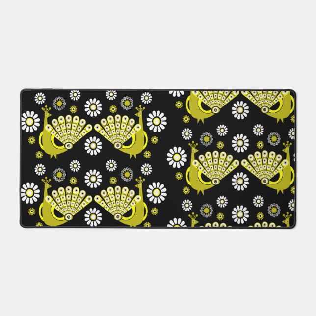 Peacock Bird Graphic Art Desk Mat (Front)