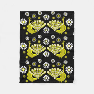 Peacock Bird Graphic Art Fleece Blanket