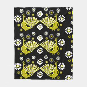 Peacock Bird Graphic Art Fleece Blanket