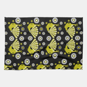 Peacock Bird Graphic Art Tea Towel