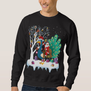 Peacock Bird Lover Xmas Gift Santa Riding Peacock Sweatshirt