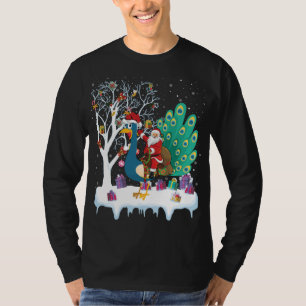 Peacock Bird Lover Xmas Gift Santa Riding Peacock T-Shirt