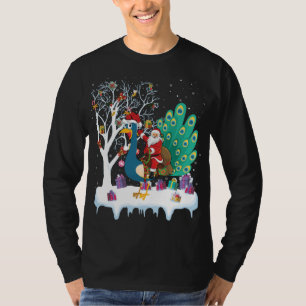 Peacock Bird Lover Xmas Gift Santa Riding Peacock T-Shirt