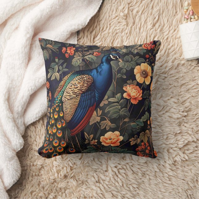 Peacock Bird Vintage Pattern Forest Cushion (Blanket)