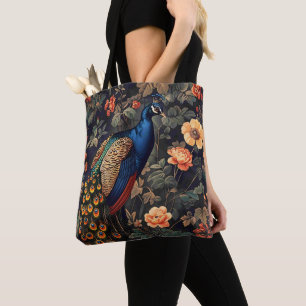 Peacock Bird Vintage Pattern Forest Tote Bag
