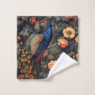 Peacock Bird Vintage Pattern Forest Wash Cloth