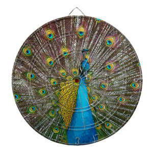 Peacock Bird with Royal Plumage on Display Dartboard