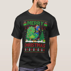 Peacock Bird Xmas Tree Ugly Santa Peacock Christ T-Shirt
