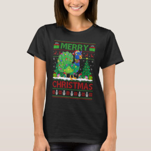 Peacock Bird Xmas Tree Ugly Santa Peacock Christ T-Shirt