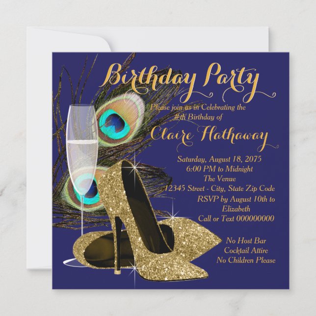 Peacock Birthday Party Invitation (Front)