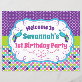 Peacock Birthday Party Welcome Sign