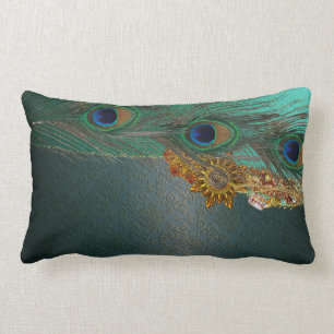 Peacock Bling Lumbar Cushion