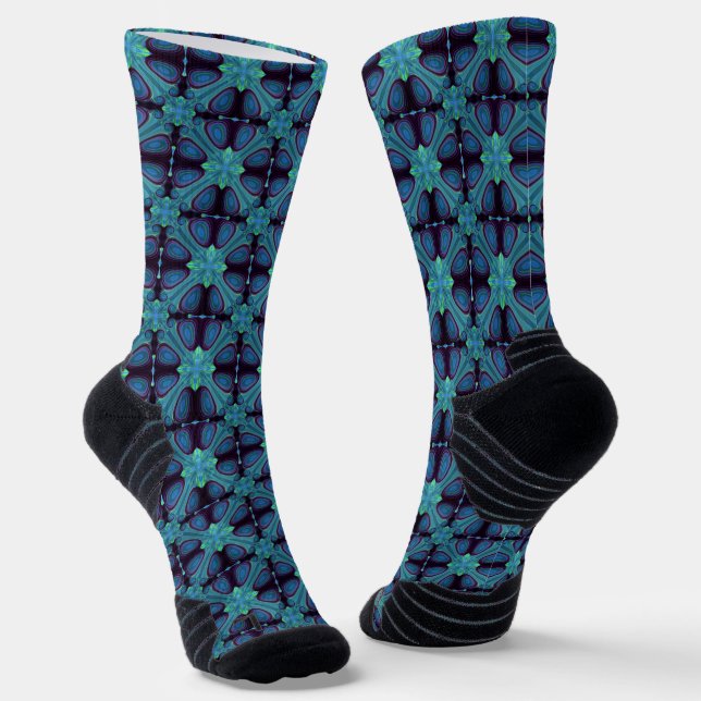 Peacock Block Lattice Colour design Socks (Angled)