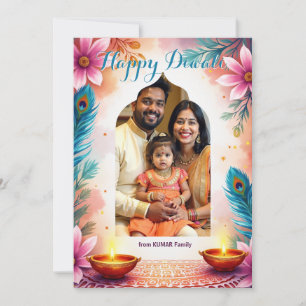Peacock Bloom Diwali Greeting Card