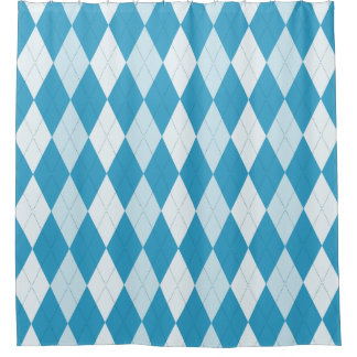 Peacock Blue Argyle Diamond Shape Shower Curtain