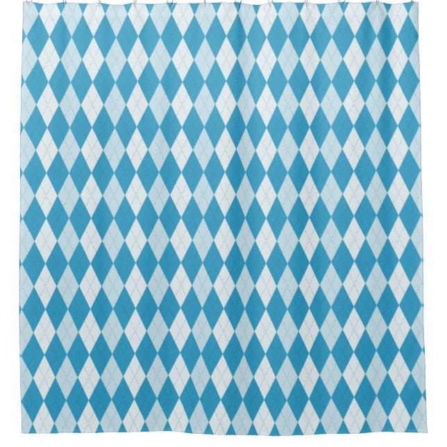 Peacock Blue Argyle Diamond Shower Curtain (Front)