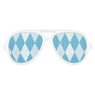 Peacock Blue Argyle Small Diamond Shape Aviator Sunglasses