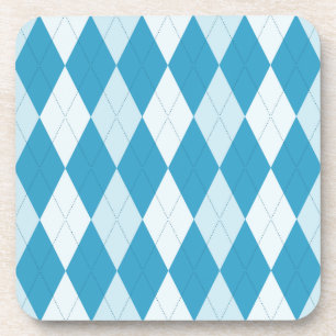 Peacock Blue Argyle Small Diamond Shape Coaster