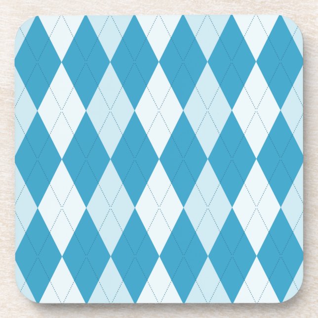 Peacock Blue Argyle Small Diamond Shape Coaster (Front)