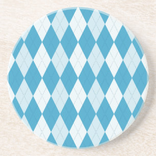 Peacock Blue Argyle Small Diamond Shape Coaster