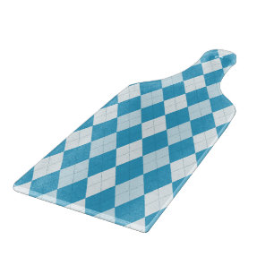 Peacock Blue Argyle Small Diamond Shape Cutting Board