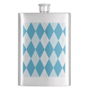Peacock Blue Argyle Small Diamond Shape Hip Flask