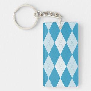 Peacock Blue Argyle Small Diamond Shape Key Ring