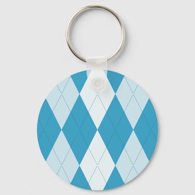 Peacock Blue Argyle Small Diamond Shape Key Ring (Front)