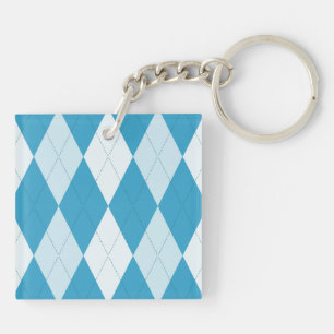 Peacock Blue Argyle Small Diamond Shape Key Ring