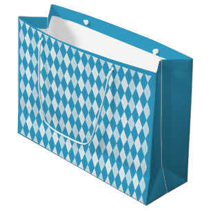 Peacock Blue Argyle Small Diamond Shape Large Gift Bag