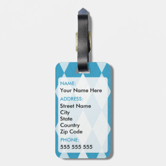 Peacock Blue Argyle Small Diamond Shape Luggage Tag