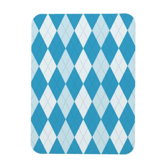 Peacock Blue Argyle Small Diamond Shape Magnet (Vertical)
