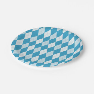Peacock Blue Argyle Small Diamond Shape Paper Plate