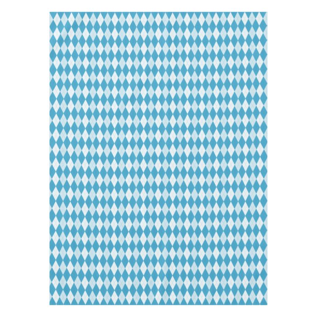 Peacock Blue Argyle Small Diamond Shape Tablecloth (Front)