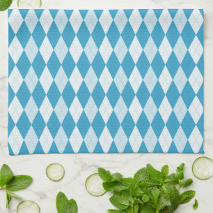 Peacock Blue Argyle Small Diamond Shape Tea Towel