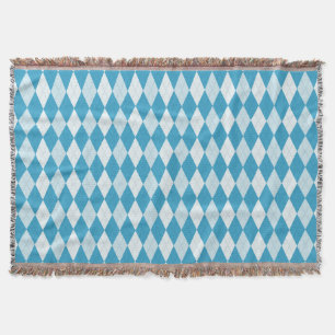 Peacock Blue Argyle Small Diamond Shape Throw Blanket