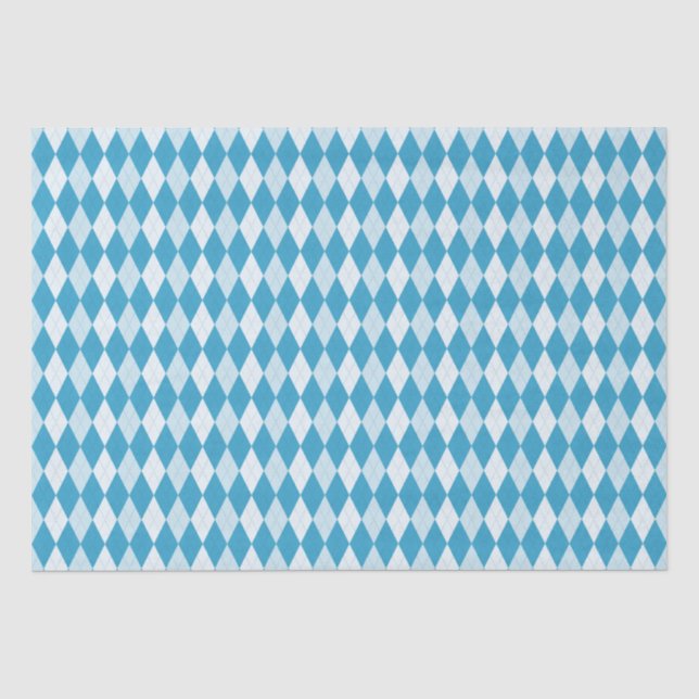 Peacock Blue Argyle Small Diamond Shape Tissue Paper (Front)