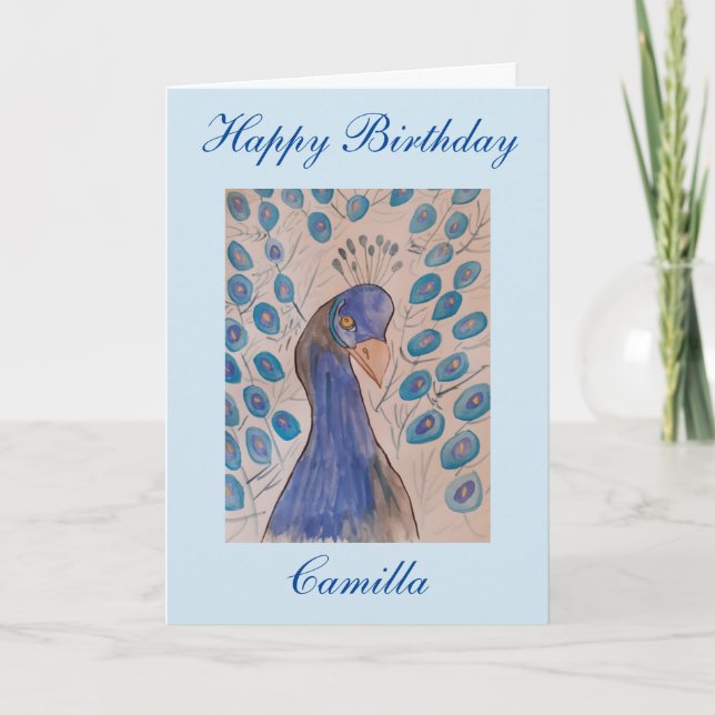 Peacock Blue Birthday Card (Front)